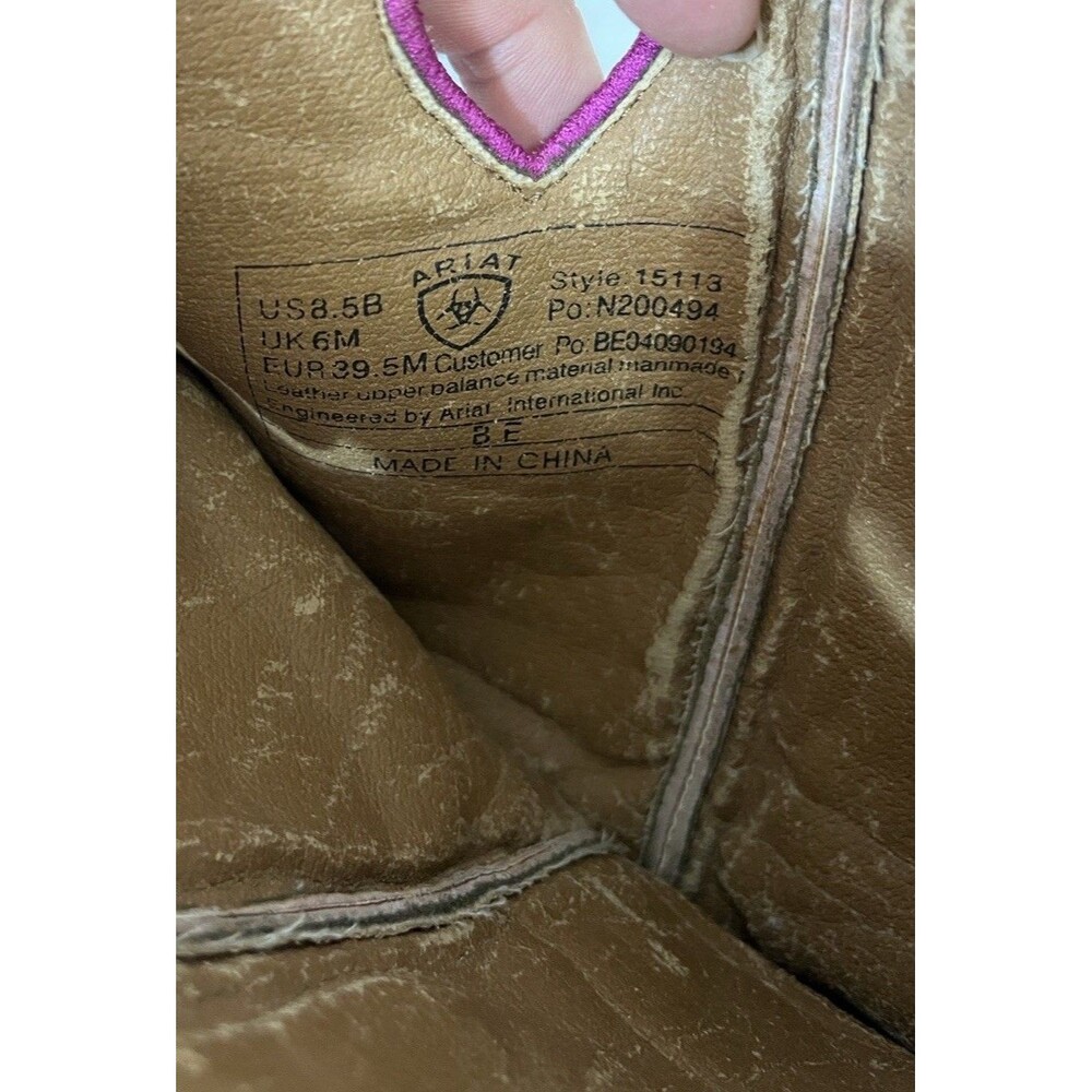 Ariat Pink Patent Leather Fatbaby Women's Size 8.5B Cowgirl Boots GUC - Picture 11 of 11
